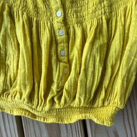 We the Free Dancing Till Dawn Off the Shoulder Crop Top in Yellow oversized XS - Picture 7 of 10